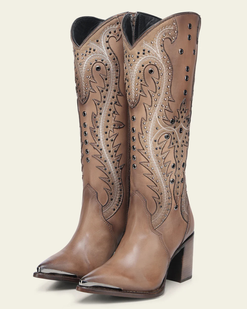 Botas Western Altas Pintadas a Mano Cuero Azul