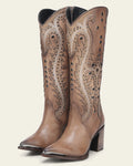 Botas Western Altas Pintadas a Mano Cuero Azul
