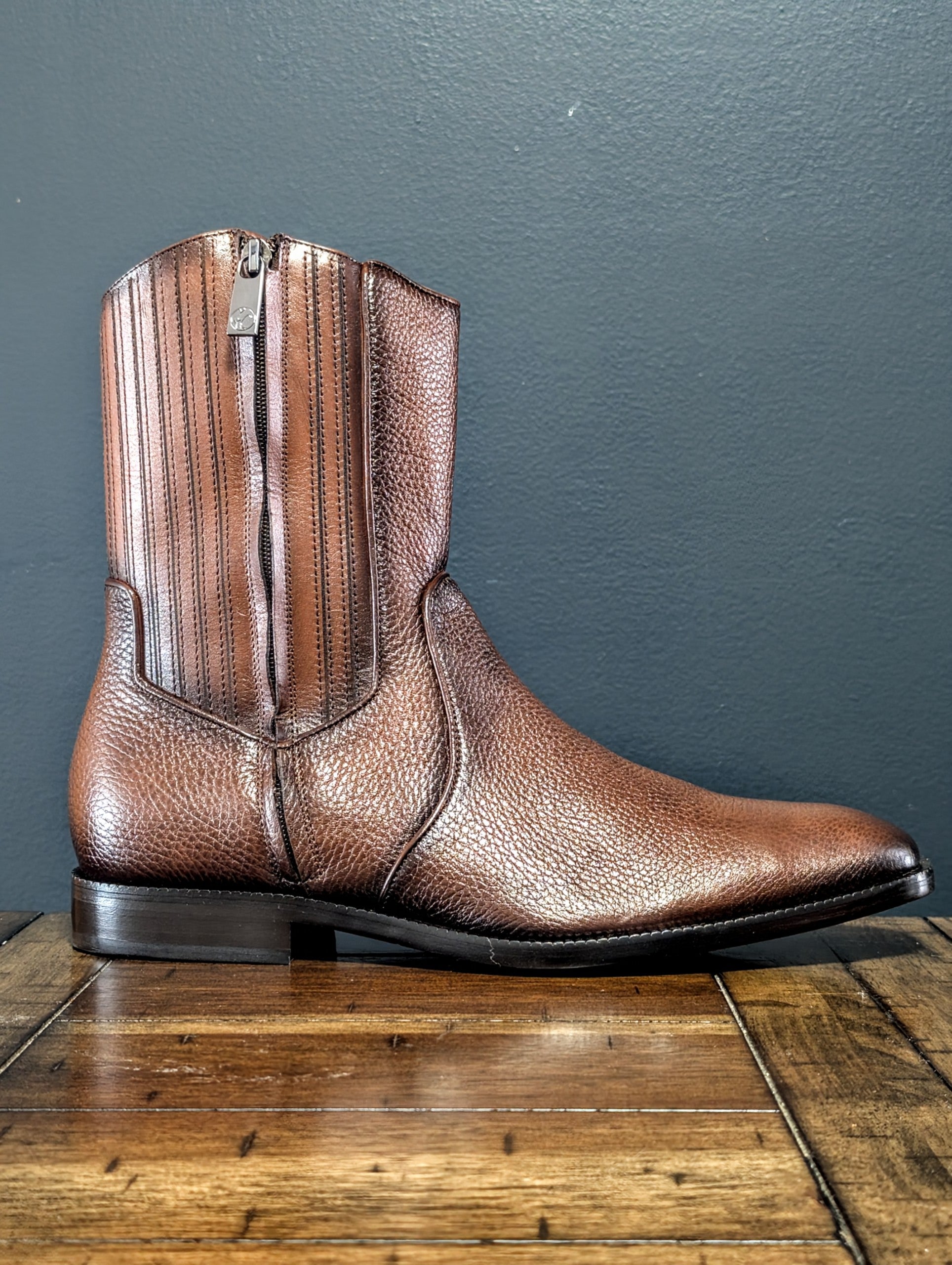 Botines Cuadra en Piel De Venado Color Cafe