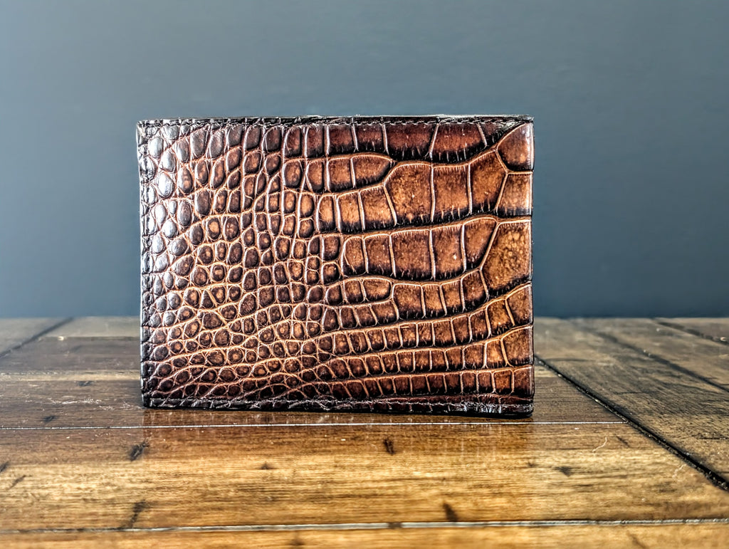 Cartera de Hombre en Piel de Lagarto Color Chocolate