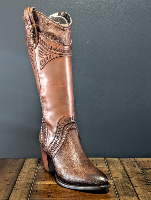 Bota Color Chocolate en punta redonda